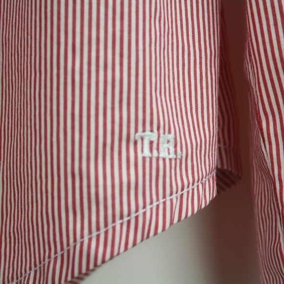 Tommy Hilfiger Red Pin Stripe Ruffle Front, Small - Picture 3 of 6